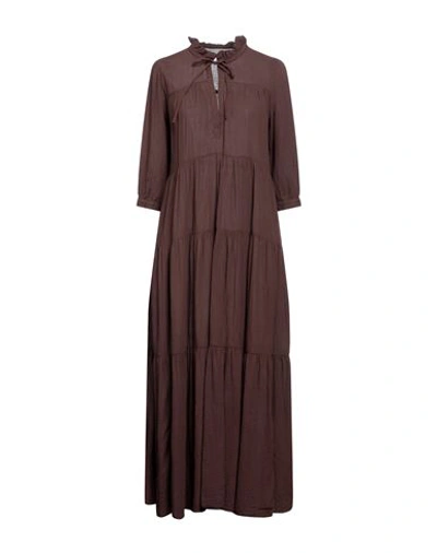 Honorine Woman Long Dress Dark Brown Size M Cotton