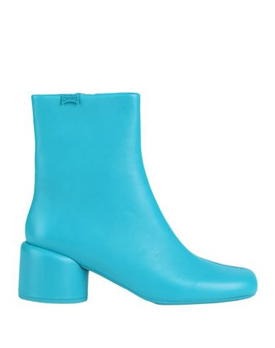 Camper Woman Ankle Boots Turquoise Size 9 Soft Leather In Blue