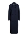 Maria Vittoria Paolillo Mvp Woman Coat Navy Size 2 Polyester, Viscose, Elastane In Navy Blue
