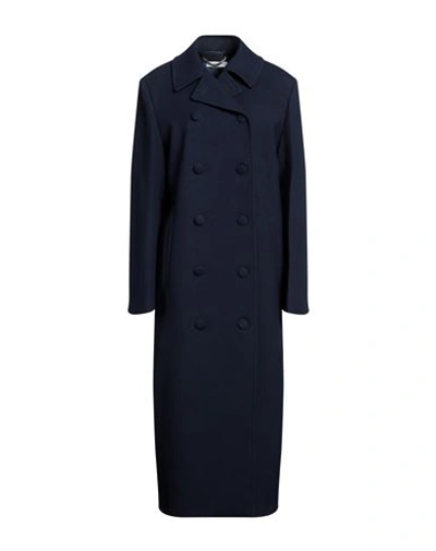 Maria Vittoria Paolillo Mvp Woman Coat Navy Blue Size 6 Polyester, Viscose, Elastane