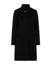 CINZIA ROCCA CINZIA ROCCA WOMAN COAT BLACK SIZE 12 WOOL, POLYAMIDE, CASHMERE