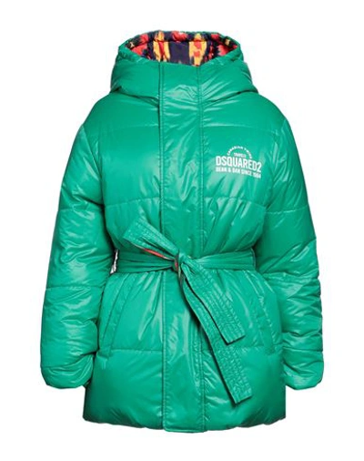 Dsquared2 Woman Puffer Green Size 2 Polyester