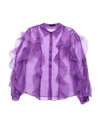 Hanita Woman Shirt Dark Purple Size M Silk