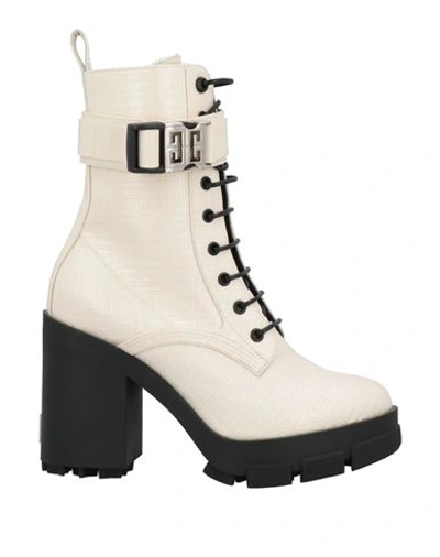 Givenchy Woman Ankle Boots Ivory Size 11 Textile Fibers In White