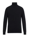 Malo Ribbed Turtleneck Knit Sweater With High Collar In Black
