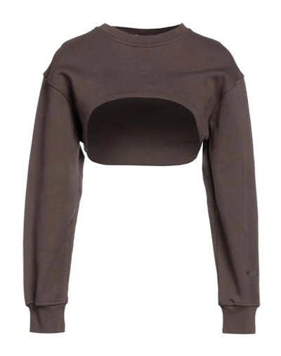 Hinnominate Woman Sweatshirt Dark Brown Size L Cotton