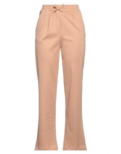 T.d.d. Ten-day Delivery T. D.d. Ten-day Delivery Woman Pants Camel Size 8 Polyester, Rayon, Elastic Fibres In Beige