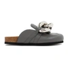 Jw Anderson Chain Loafer Leather Mules In Grey