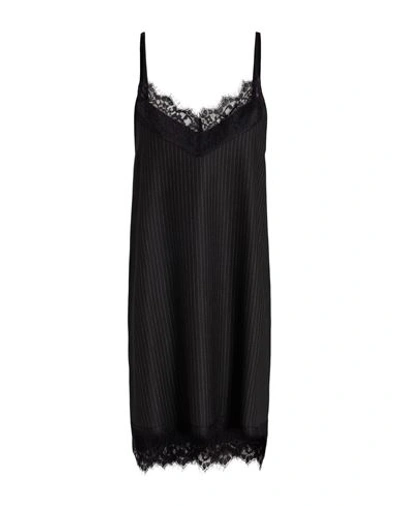 8 By Yoox Lace Trimmed Mini Slip Dress Woman Mini Dress Black Size 10 Viscose, Virgin Wool, Elastane