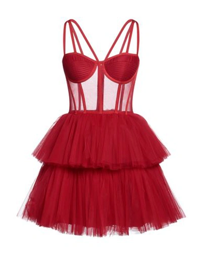 19:13 Dresscode Woman Mini Dress Red Size 4 Cotton, Elastane, Polyamide