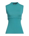 Cedric Charlier Woman Sweater Turquoise Size 6 Wool In Blue