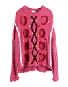 Gcds Man Sweater Magenta Size L Acrylic, Virgin Wool, Viscose, Wool In Magenta