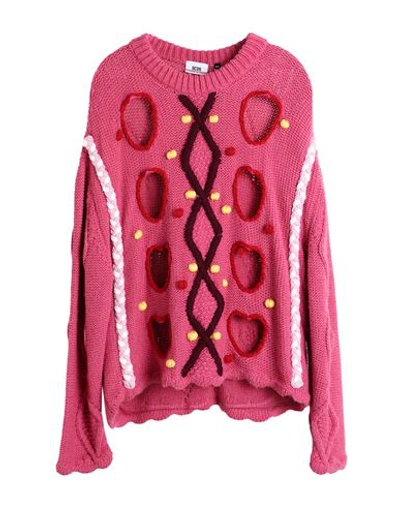 Gcds Man Sweater Magenta Size L Acrylic, Virgin Wool, Viscose, Wool