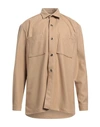 Gaelle Paris Gaëlle Paris Man Shirt Sand Size 42 Wool, Polyester, Polyamide In Beige