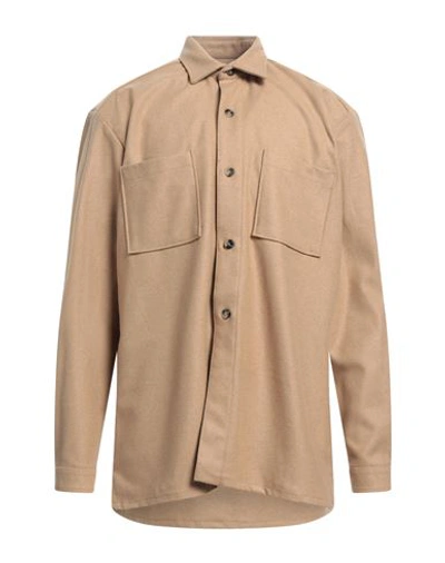 Gaelle Paris Gaëlle Paris Man Shirt Sand Size 38 Wool, Polyester, Polyamide In Beige