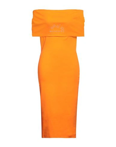 MANGANO MANGANO WOMAN MIDI DRESS ORANGE SIZE 8 COTTON