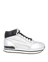 Hogan Woman Sneakers Silver Size 6.5 Soft Leather In Silver