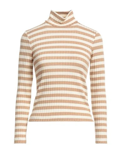 Kartika Woman Turtleneck Camel Size 8 Polyester, Viscose, Elastane, Polyamide In Beige