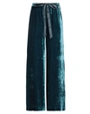 1-one Woman Pants Deep Teal Size 2 Viscose, Silk In Green