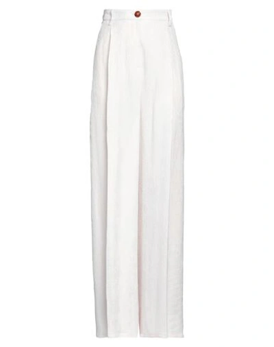Alysi Woman Pants Off White Size 4 Viscose