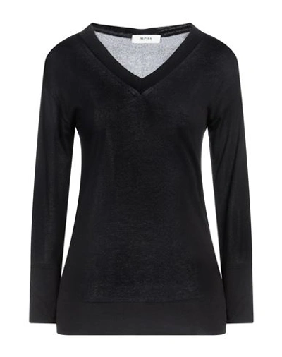 Alpha Studio Woman Sweater Black Size 12 Cotton
