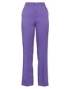 Vicolo Woman Pants Purple Size Xs Polyester, Elastane