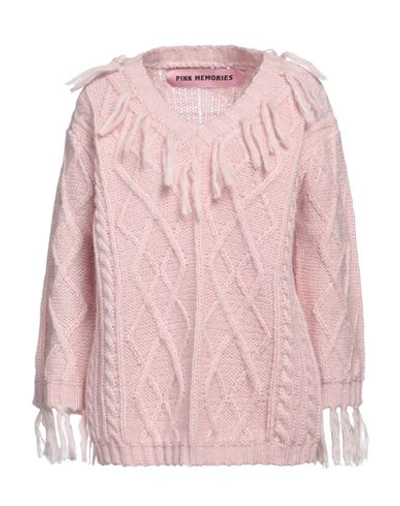 Pink Memories Woman Sweater Light Pink Size 8 Acrylic, Mohair Wool, Polyamide, Wool
