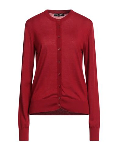 Dolce & Gabbana Woman Cardigan Brick Size 8 Cashmere, Silk In Red