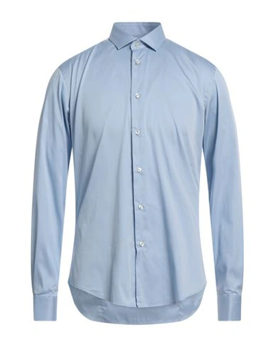 Brian Dales Man Shirt Sky Blue Size 16 Cotton, Polyamide, Elastane