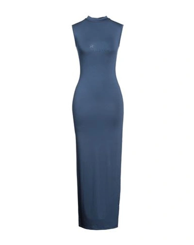 Mangano Woman Long Dress Slate Blue Size 8 Cotton
