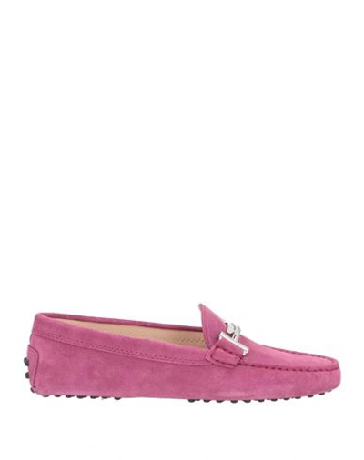 Tod's Woman Loafers Mauve Size 6.5 Leather In Purple