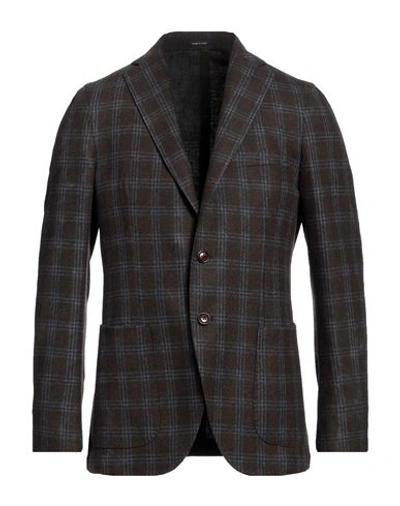 Angelo Nardelli Man Suit Jacket Dark Brown Size 40 Virgin Wool, Polyamide
