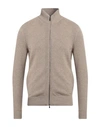 Drumohr Man Cardigan Khaki Size 46 Cashmere In Beige