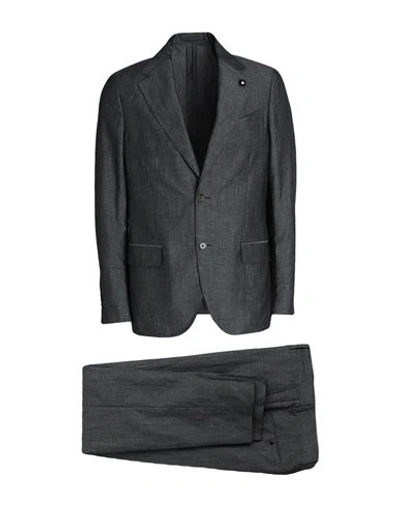 Lardini Man Suit Grey Size 44 Tencel, Linen, Cotton