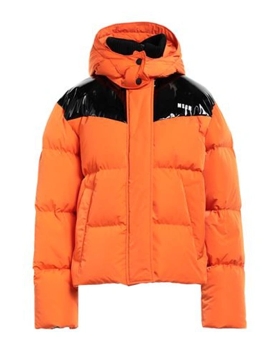 Msgm Woman Down Jacket Orange Size 6 Polyamide
