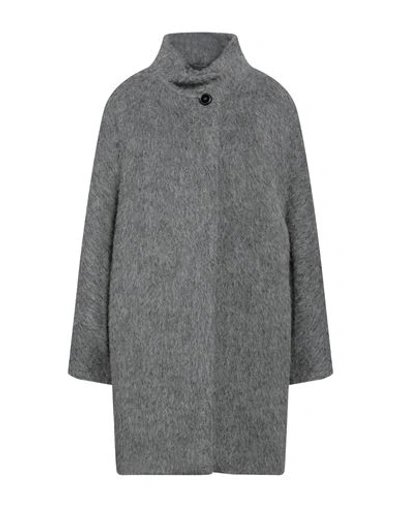 Cinzia Rocca Woman Coat Grey Size 14 Acrylic, Polyester, Wool, Alpaca Wool, Polyamide