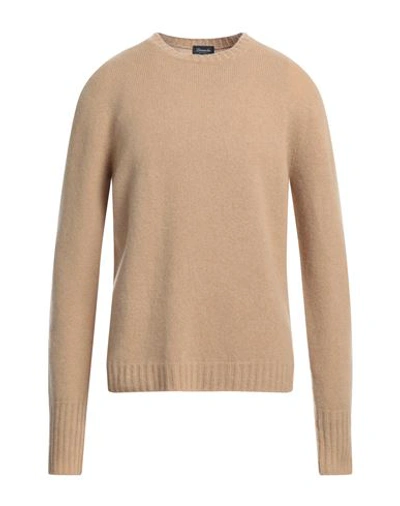 Drumohr Man Sweater Sand Size 38 Cashmere In Beige