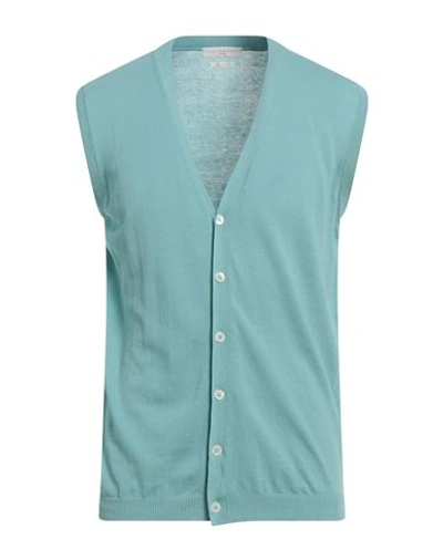 Daniele Fiesoli Man Cardigan Turquoise Size L Cotton In Blue