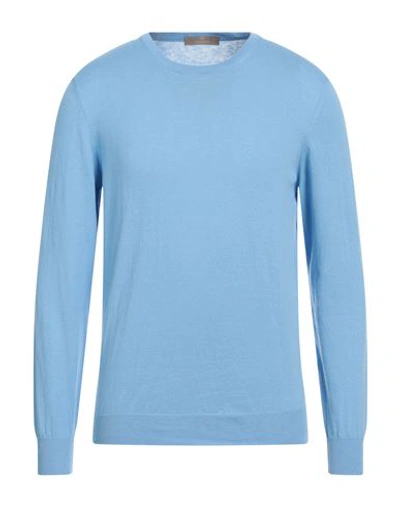Cruciani Man Sweater Light Blue Size 44 Cotton, Linen