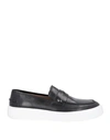 Alberto Guardiani Man Loafers Black Size 12 Soft Leather In Black