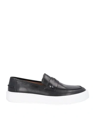 Alberto Guardiani Man Loafers Black Size 12 Soft Leather In Black