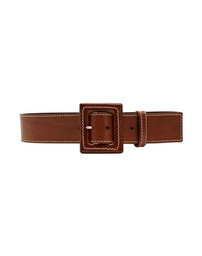8 By Yoox Tone On Tone Maxi Buckle And Contrast Stitching Leather Belt Woman Belt Brown Size Xxl Bov