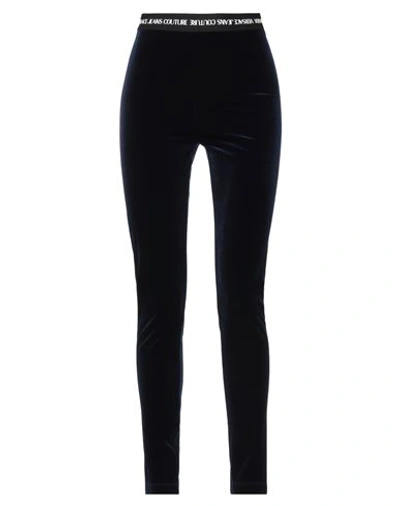 Versace Jeans Couture Woman Leggings Navy Blue Size 6 Polyester, Elastane