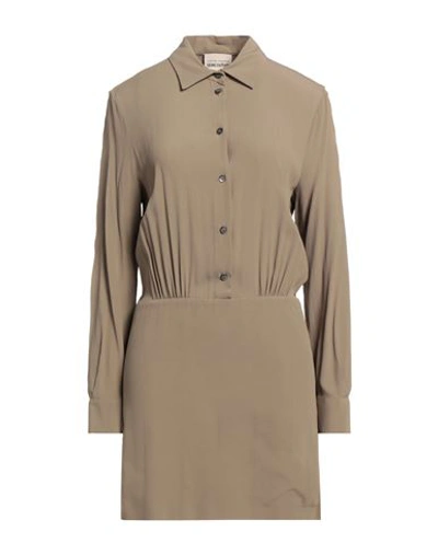 Semicouture Woman Mini Dress Khaki Size 4 Acetate, Silk In Beige