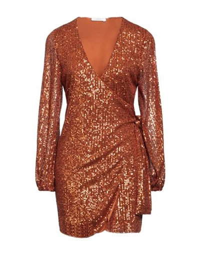 Carla G. Woman Mini Dress Copper Size 8 Polyester, Viscose, Elastane In Orange