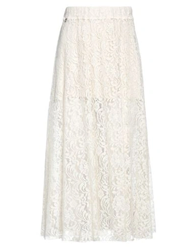 Kontatto Woman Midi Skirt Ivory Size M Cotton, Polyester In White