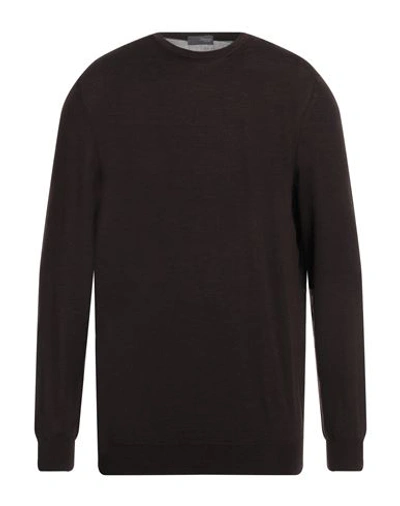 Drumohr Man Sweater Dark Brown Size 48 Super 140s Wool