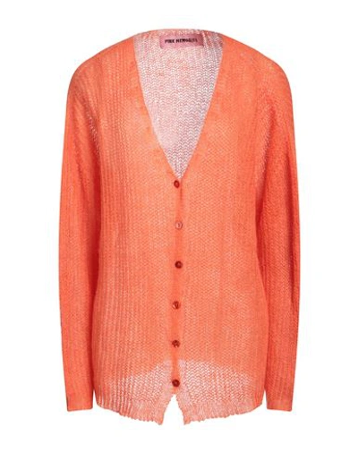 Pink Memories Woman Cardigan Orange Size 8 Acrylic, Mohair Wool, Polyamide, Wool In Orange
