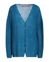 Pink Memories Woman Cardigan Blue Size 2 Acrylic, Mohair Wool, Polyamide, Wool