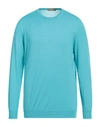 Cruciani Man Sweater Turquoise Size 40 Cotton In Blue